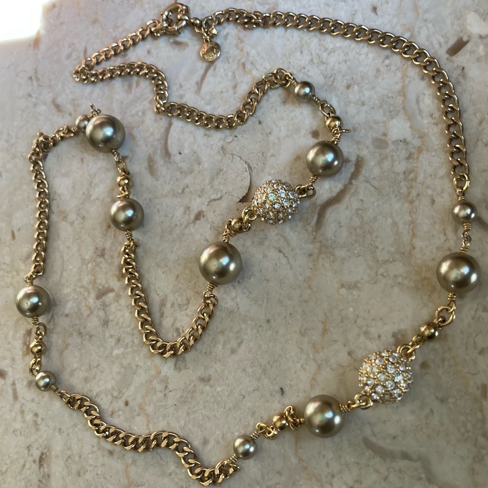 J. CREW Gold Tone Crystal Ball Necklace